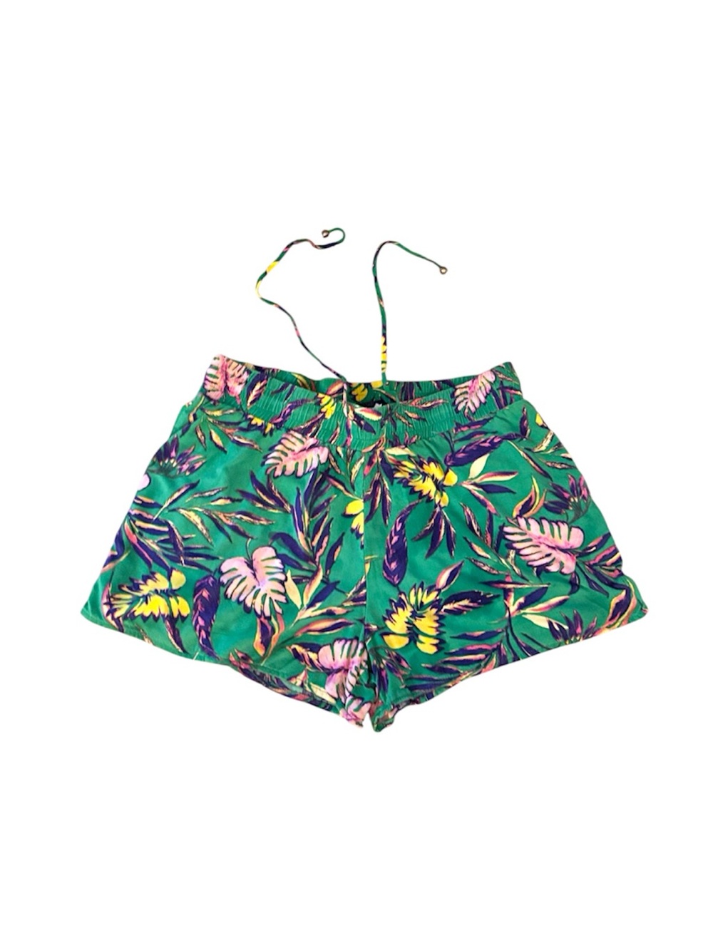Blue Rain Green Tropical Summer Flowy Shorts M